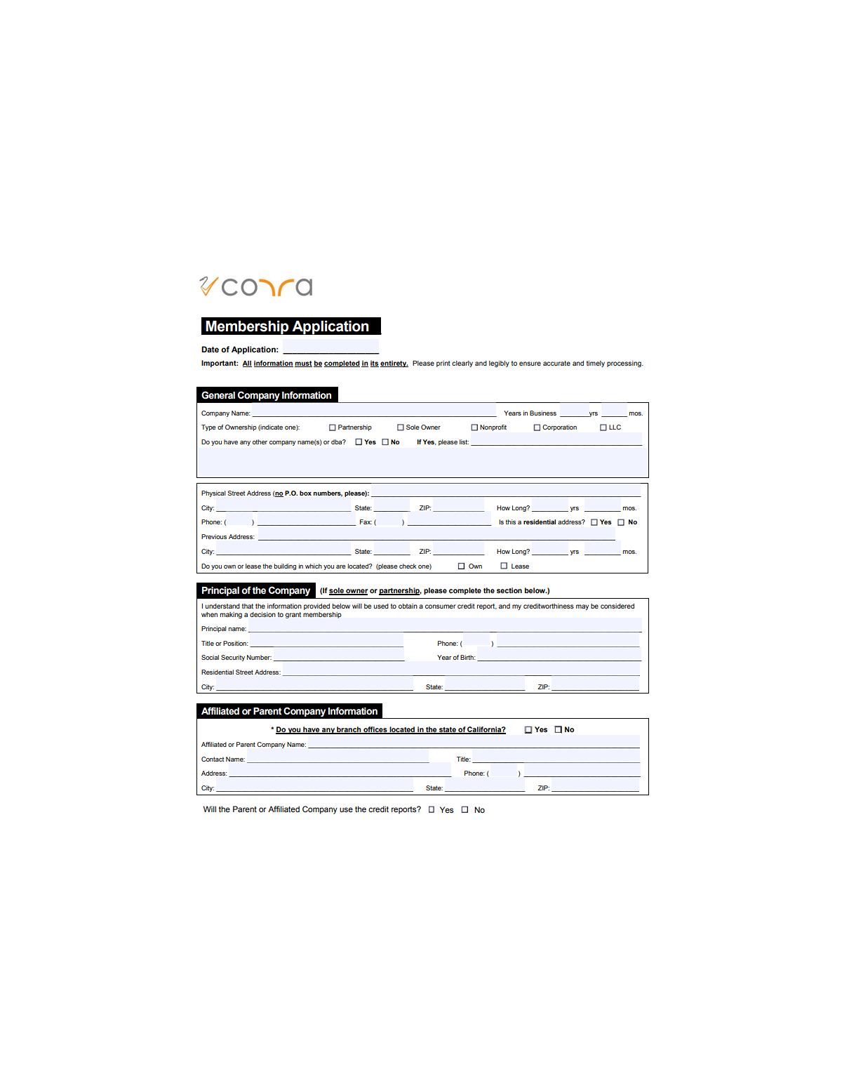 Credit Reports Compliance Application for Employment Purposes