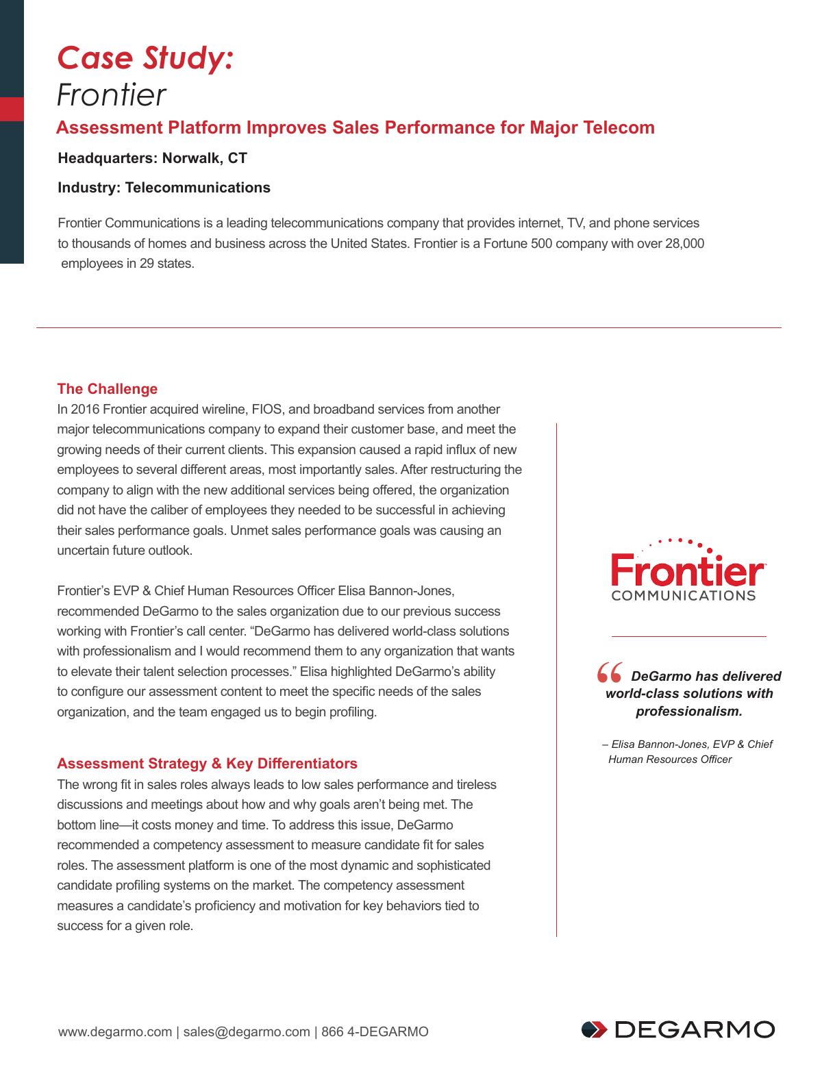 DeGarmo's Assessment Platform Improves Sales Performance for Major Telecom
