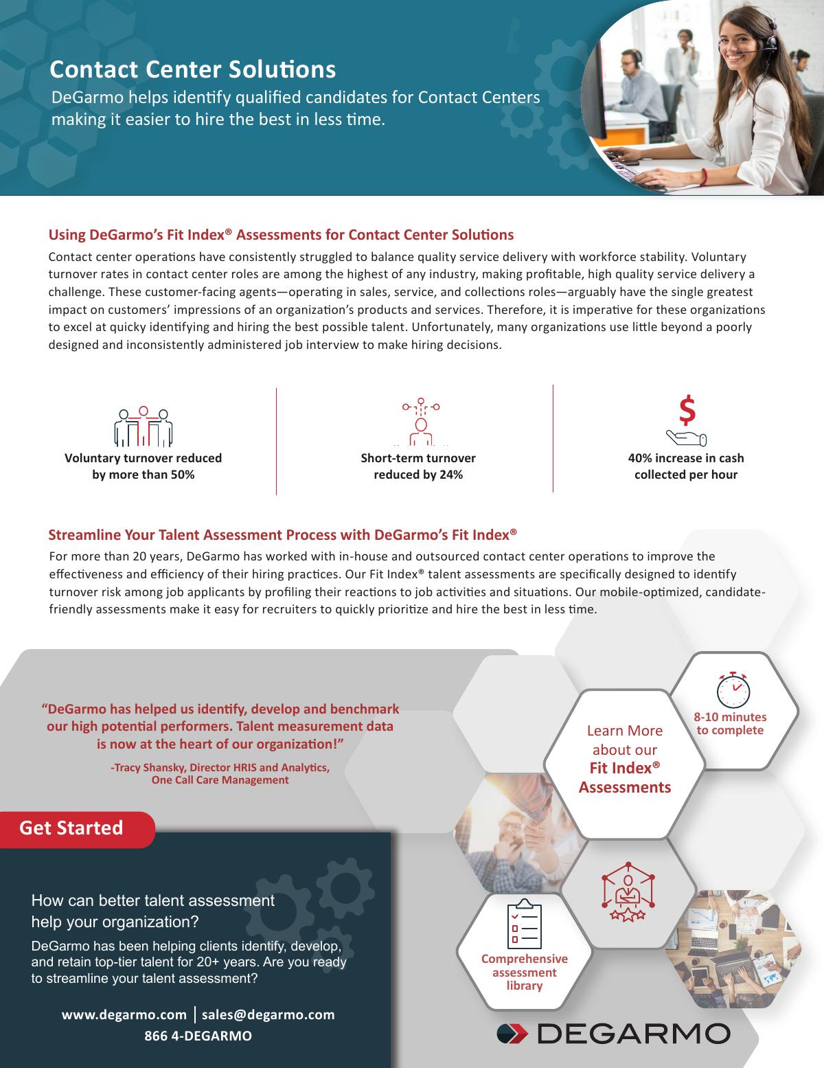 Using DeGarmo’s Fit Index® Assessments for Contact Center Solutions
