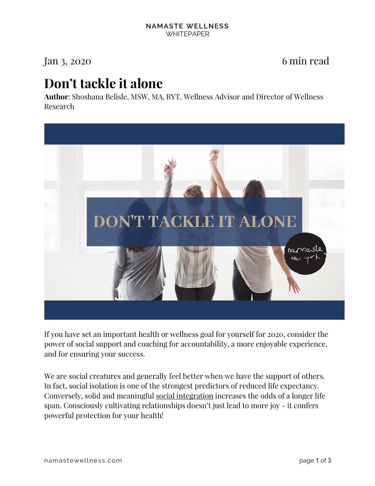 Don't tackle it alone