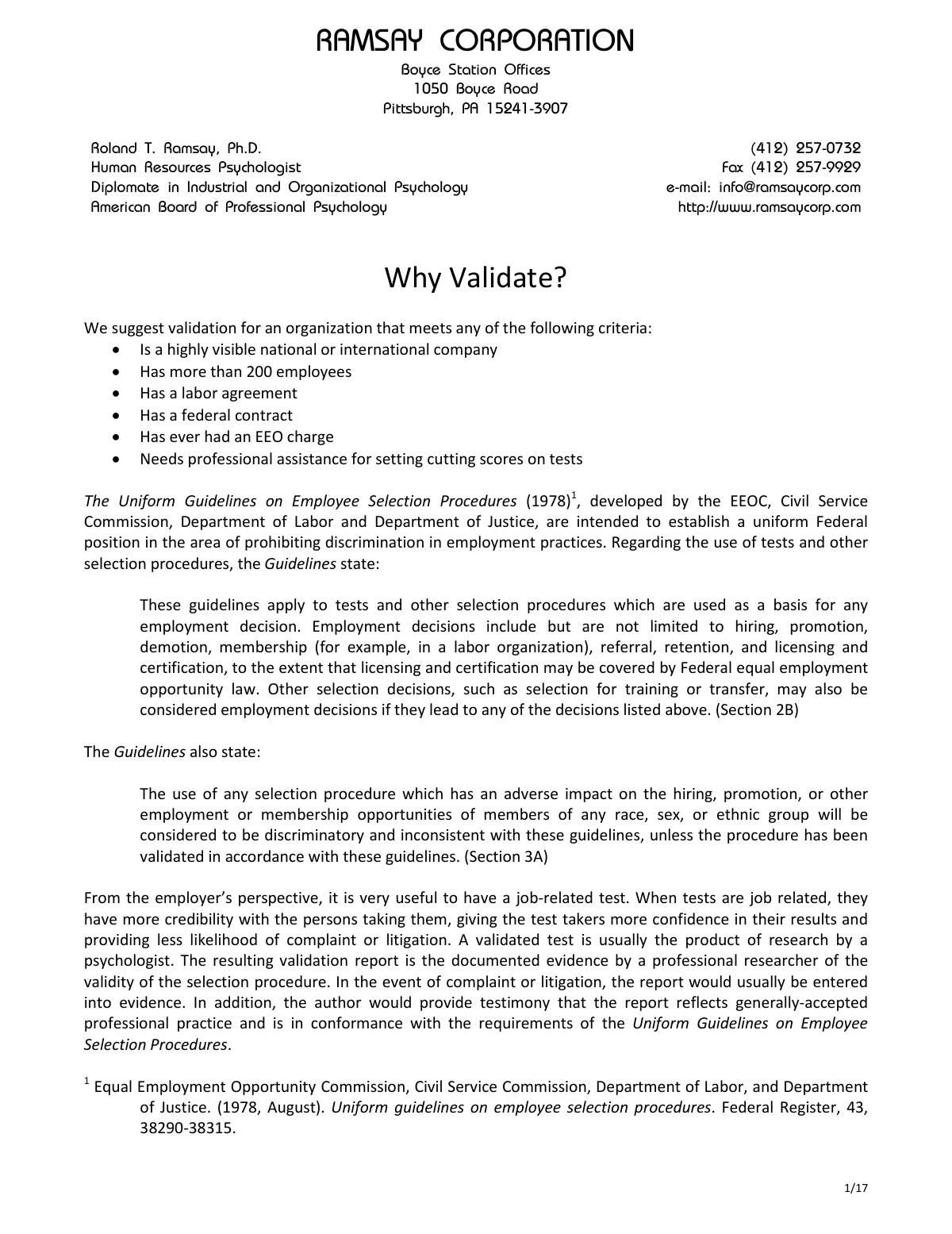Why Validate? The Importance of Selection Procedure Validity