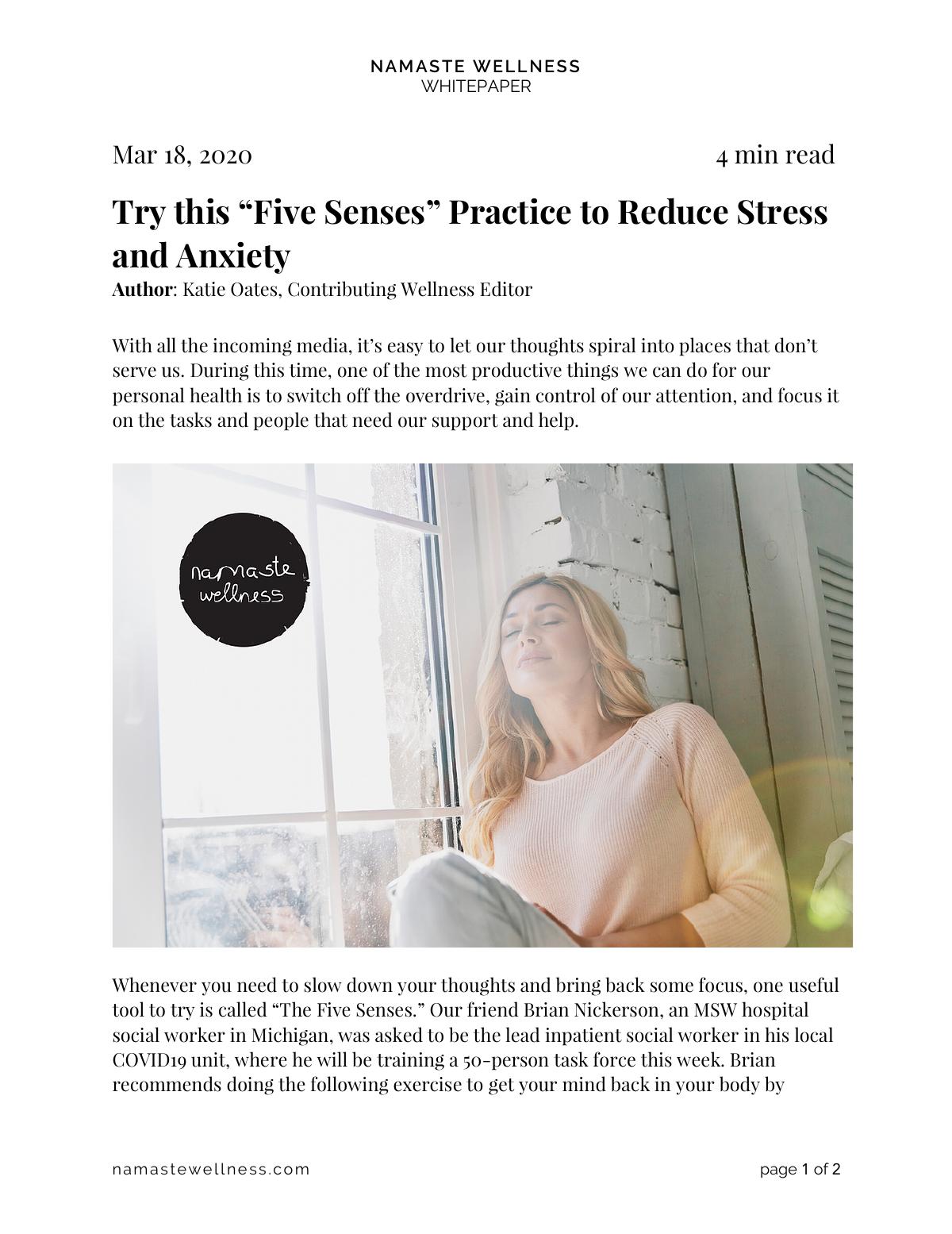 Try this “Five Senses” Practice to Reduce Stress and Anxiety